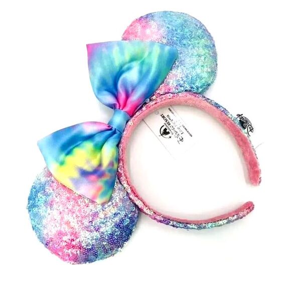 Disney Parks Limited Edition Sequin Pastel Rainbow Tie Dye Ears display picture 1